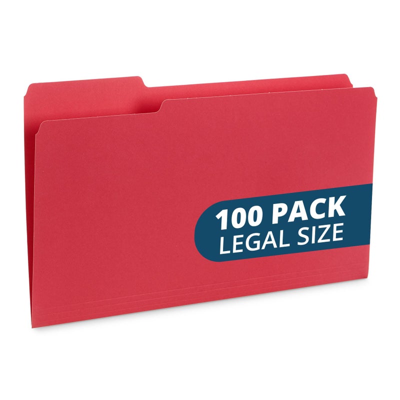 Blue Summit Supplies Red Legal File Folders, 1/3 Cut Tab, Legal Size, Great for Organizing and Easy File Storage, 100 Per Box - Image 1